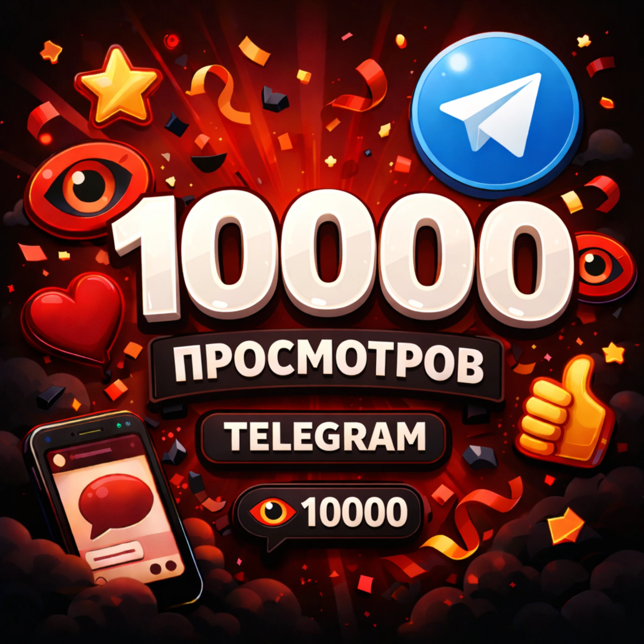10000 просмотров телеграм