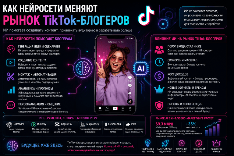 Как нейросети меняют рынок TikTok-блогеров