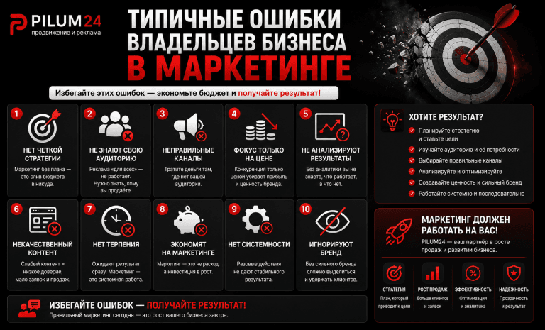 Типичные ошибки владельцев бизнеса в маркетинге