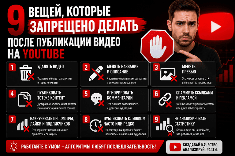 9 вещей, которые запрещено делать после публикации видео на YouTube
