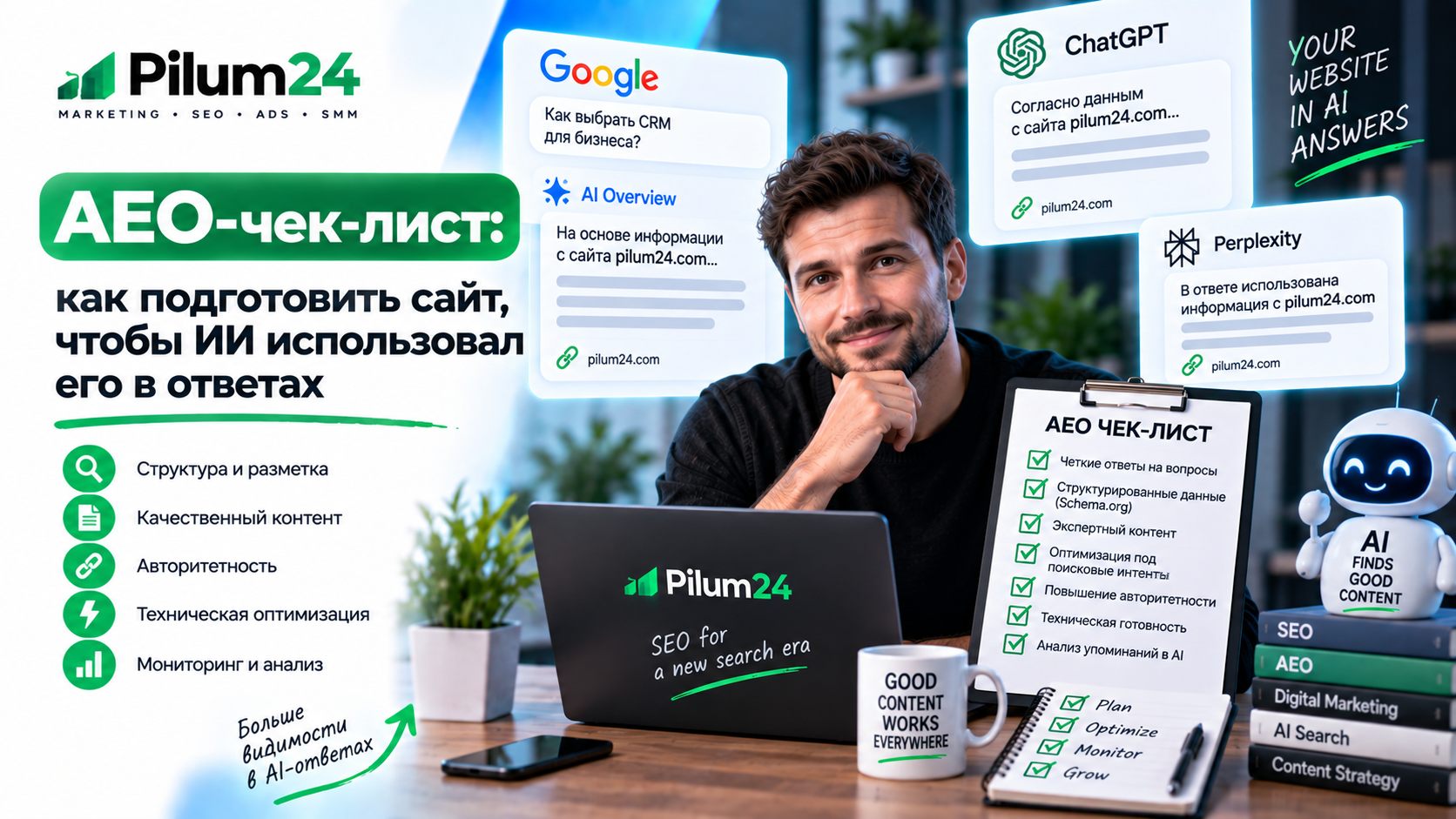 AEO-чек-лист: как подготовить сайт, чтобы ИИ использовал его в ответах