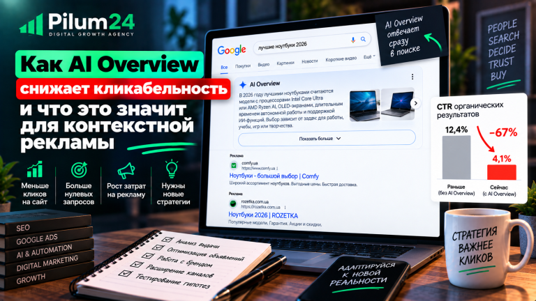 Как AI Overview снижает кликабельность и что это значит для контекстной рекламы