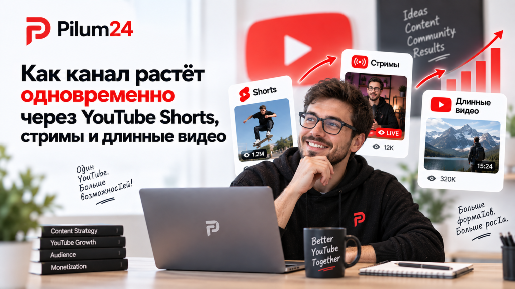 Как канал растёт одновременно через YouTube Shorts, стримы и длинные видео